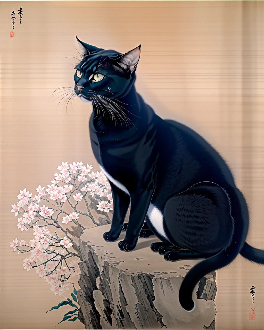 best quality,masterpiece,highly detailed,ultra-detailed, 
 <lora:neg9V2_last:0.7>  <lora:anime-minimalist:1> 
1girl, 
a cat,black cat,flowers,plants,still life, sketch, japanese painting,white background, 
 <lora:ShunsouHishida_003:0.7> shunsouhishida, traditional media