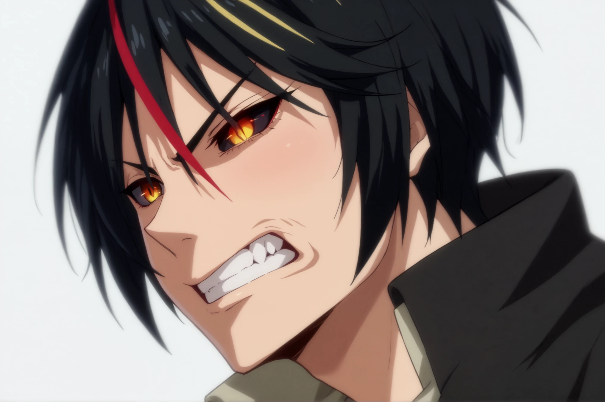 <lora:Diablo:0.7> rating_all, score_10, score_8_up, score_7_up, Diablo, 1girl, solo, teeth, portrait, slit pupils, clenched teeth, angry, close-up <lora:sdxl_lightning_4step_lora:1.0>