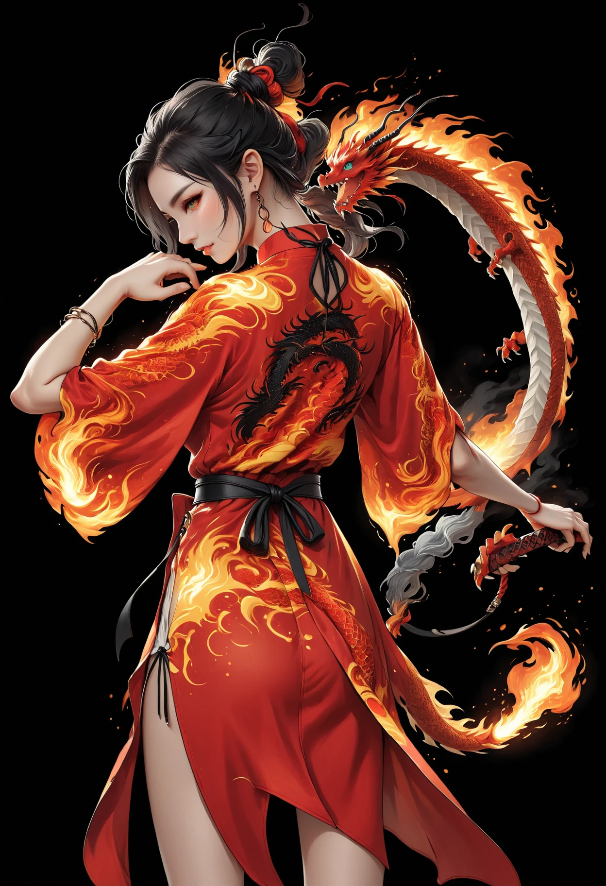 Anime girl with dragon tattoo and red eyes holding sword, the dragon girl portrait, Dragon girl, Epic fantasy art style HD, detailed fantasy digital art, queen of dragons, digital fantasy art ), Alice X. zhang, sakimi, drak, Chinese fantasy, inspired by Li Mei-shu, Detailed digital anime art, Fantasy art style, chinese dragon concept art