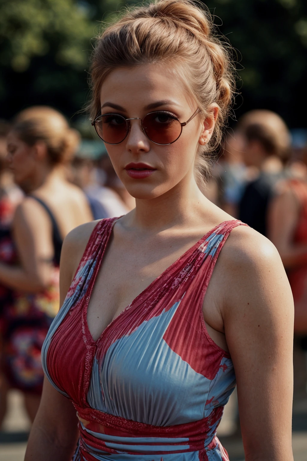 masterpiece, realistic, ultra realistic, photorealistic, 8k, raw photo,
(showing breasts, exposed breasts:2.0) showing off, (small breasts:2.0), <lora:verybadimagenegative_v1.3:0.8> <lora:detail_slider_v4:1.5> <lora:downblouse-v1:0.8> downblouse, loose t-shirt, leaning forward, view from above, serious look, intimidating,
<lora:kyouyama_anna_v1:0.8> kaa, yellow eyes, black dress, bead necklace, sleeveless, bracelet, yellow eyes, (red bandana:2)