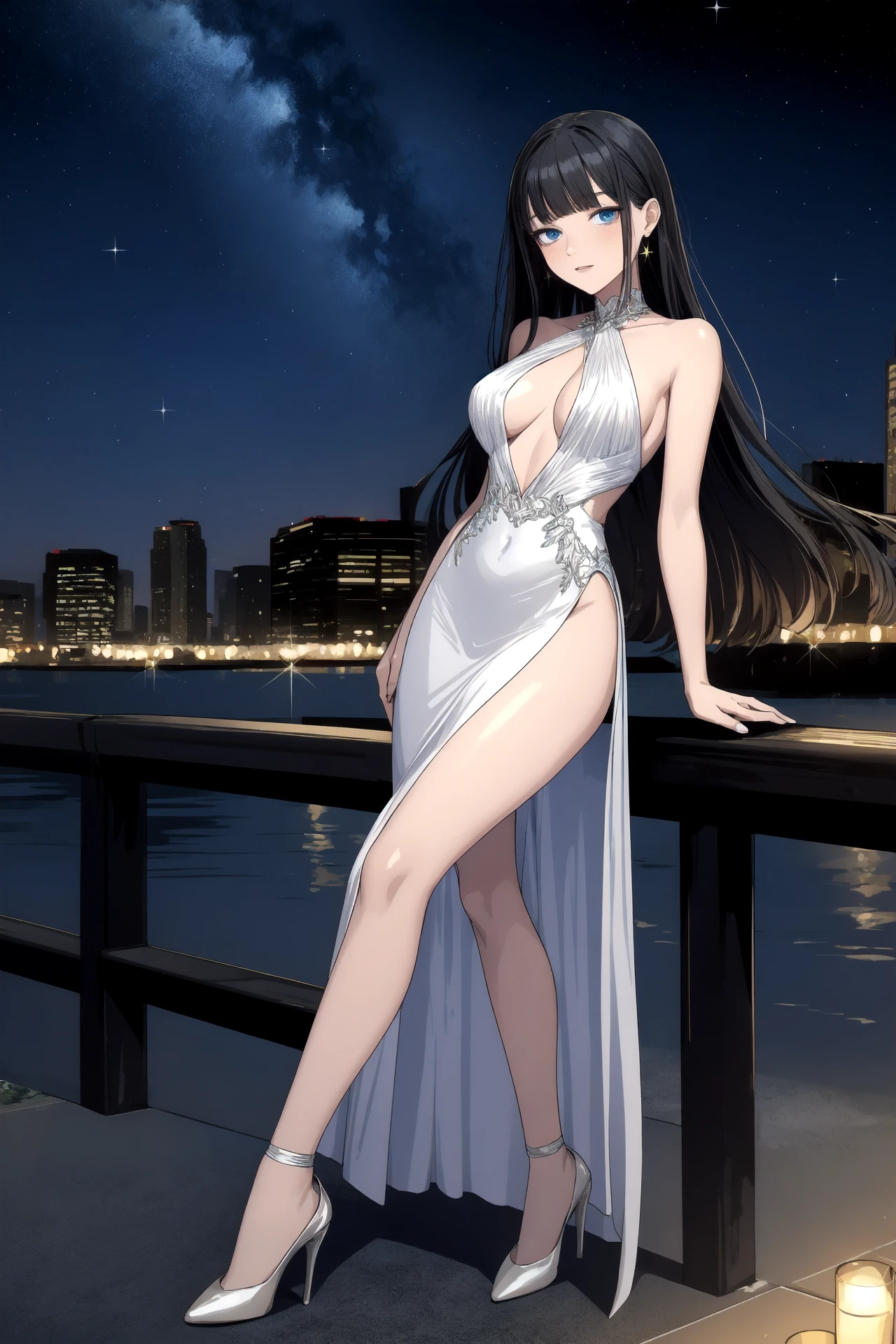 masterpiece, best quality, high heels, evening gown, lamborghini, darkness, night sky, city, starry sky, sparkle, sparkling eyes, shiny dress, sequine
<lora:hyperdetailer_v095:0.3>