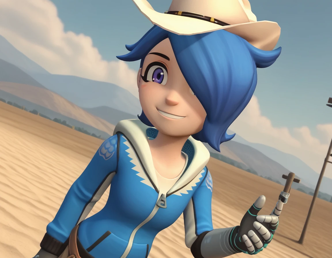 score_9, score_8_up, score_7_up, source_anime,
turboartificialrapidintelligence, <lora:turbo-artificial-rapid-intelligence-ponyxl-lora-nochekaiser:1>,
turbo artificial rapid intelligence, blue hair,hair over one eye, purple eyes, 3d,
hat, hood, hoodie, cowboy hat, cowboy western,
outdoors, dessert, bent over, smile,
looking at viewer, cowboy shot, dutch angle, solo,