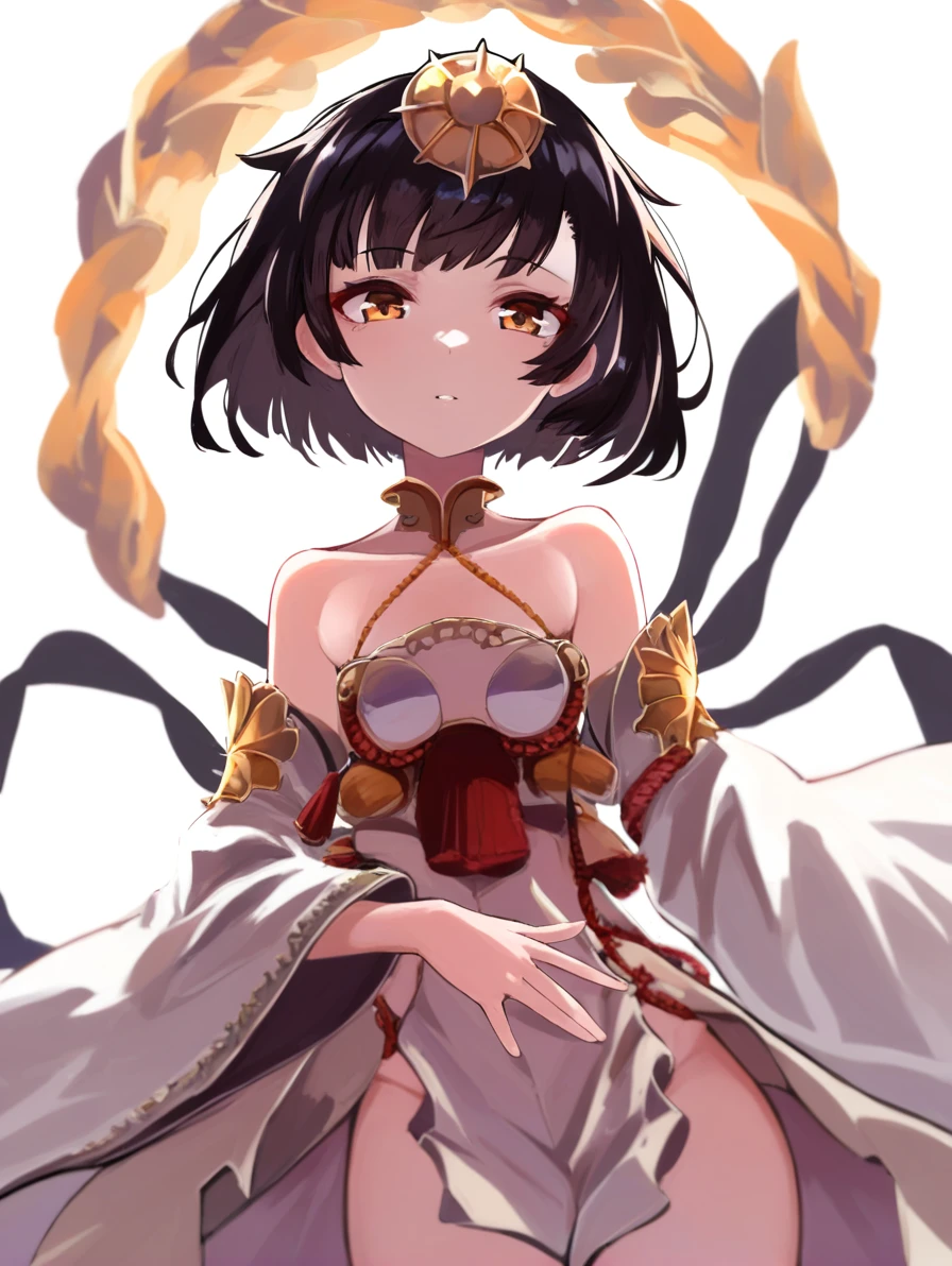 ,amaterasu(sv),1girl,solo,simple background,white background,short hair,brown eyes,looking at viewer,cowboy_shot,front view,<lora:amaterasu(sv):0.8>, masterpiece, best quality, very aesthetic, absurdres