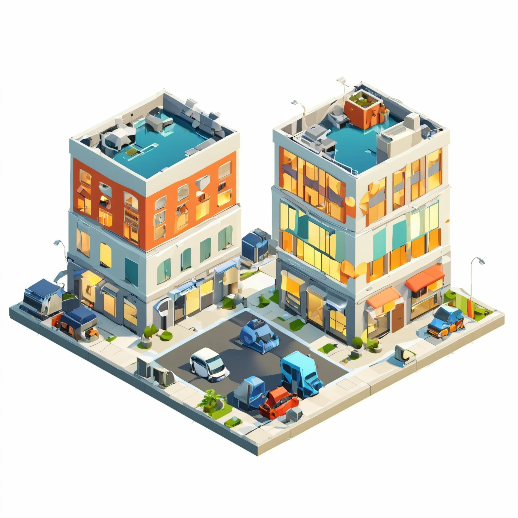 isty01 style. isometric <lora:isometric_isty01_style:1>
cartoon
Rooftop city view and twilight ambiance, White background,
detailed, professional,  slick, 3d, unreal engine, render, ray tracing,
high quality, masterpiece, highres,