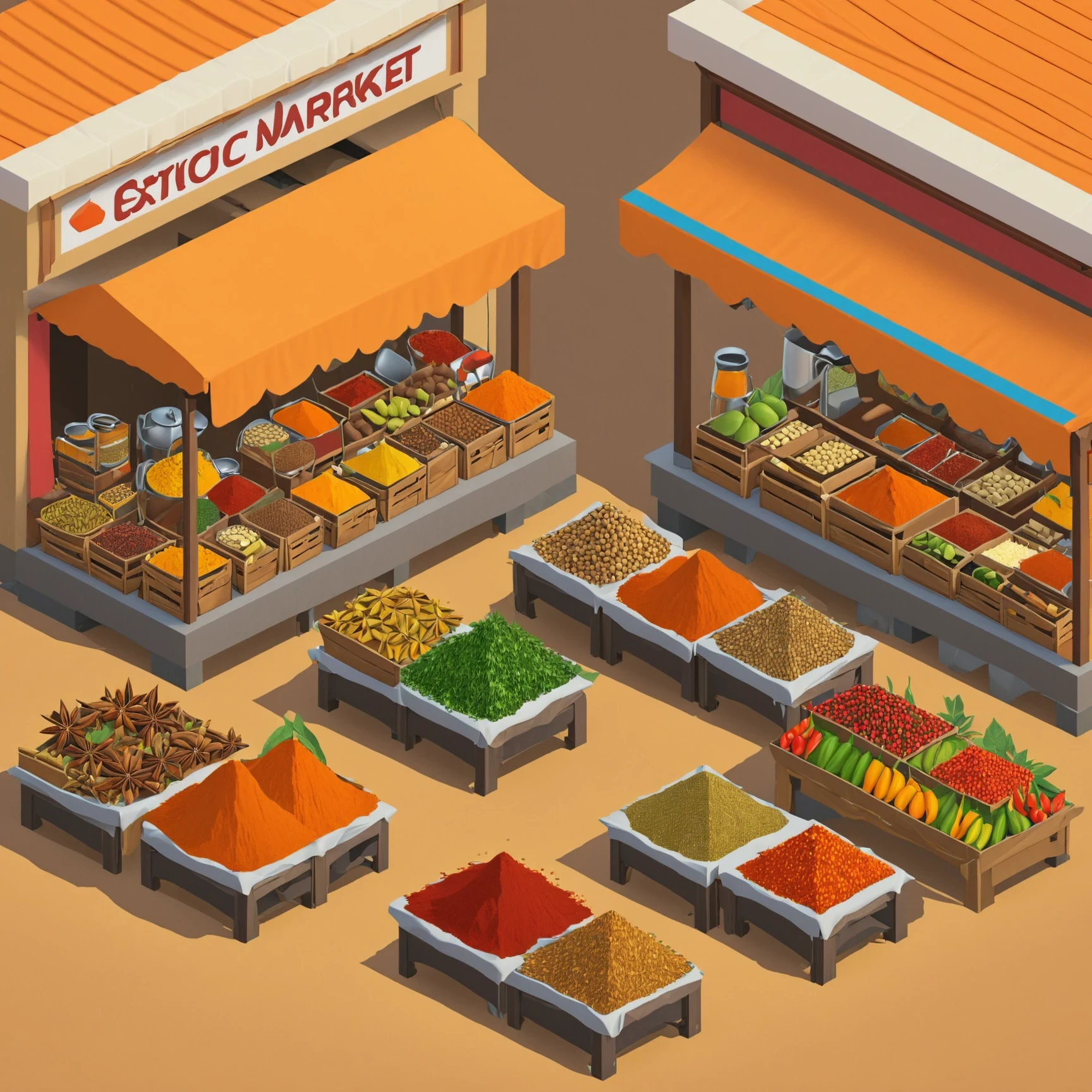 isty04 style. isometric <lora:isometric_isty04_style:1>
illustration
Street market and exotic spices, Tan background,
detailed, professional,  slick, 3d, unreal engine, render, ray tracing,
high quality, masterpiece, highres,