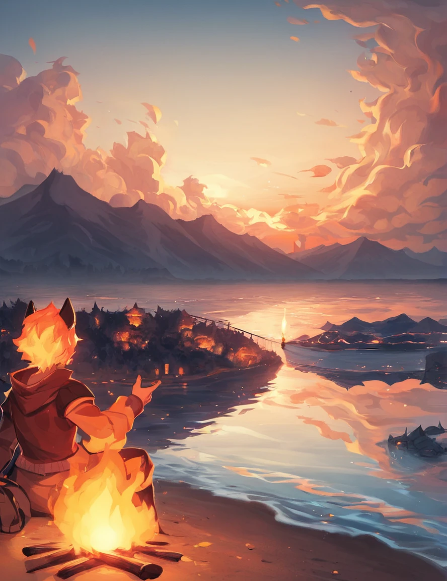 score_9, score_8_up, score_7_up,
autumn, burning, campfire, city, cloud, cloudy sky, dusk, evening, explosion, fire, flame, gradient sky, horizon, molten rock, mountainous horizon, ocean, orange sky, orange theme, outdoors, red sky, reflection, river, scenery, shore, sky, sun, sunset, torch, twilight, water, waves, hi res
<lora:Aenami_Style:1.5>