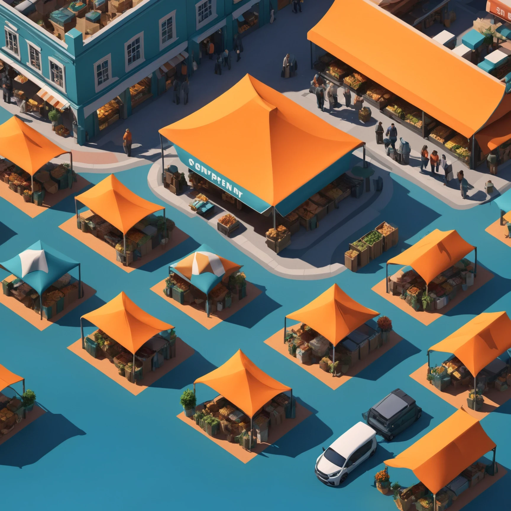 isty03 style. isometric <lora:isometric_isty03_style:1>
illustration
Sunset at a bustling marketplace, Teal background,
detailed, professional, slick, 3d, unreal engine, render, ray tracing,
high quality, masterpiece, highres,