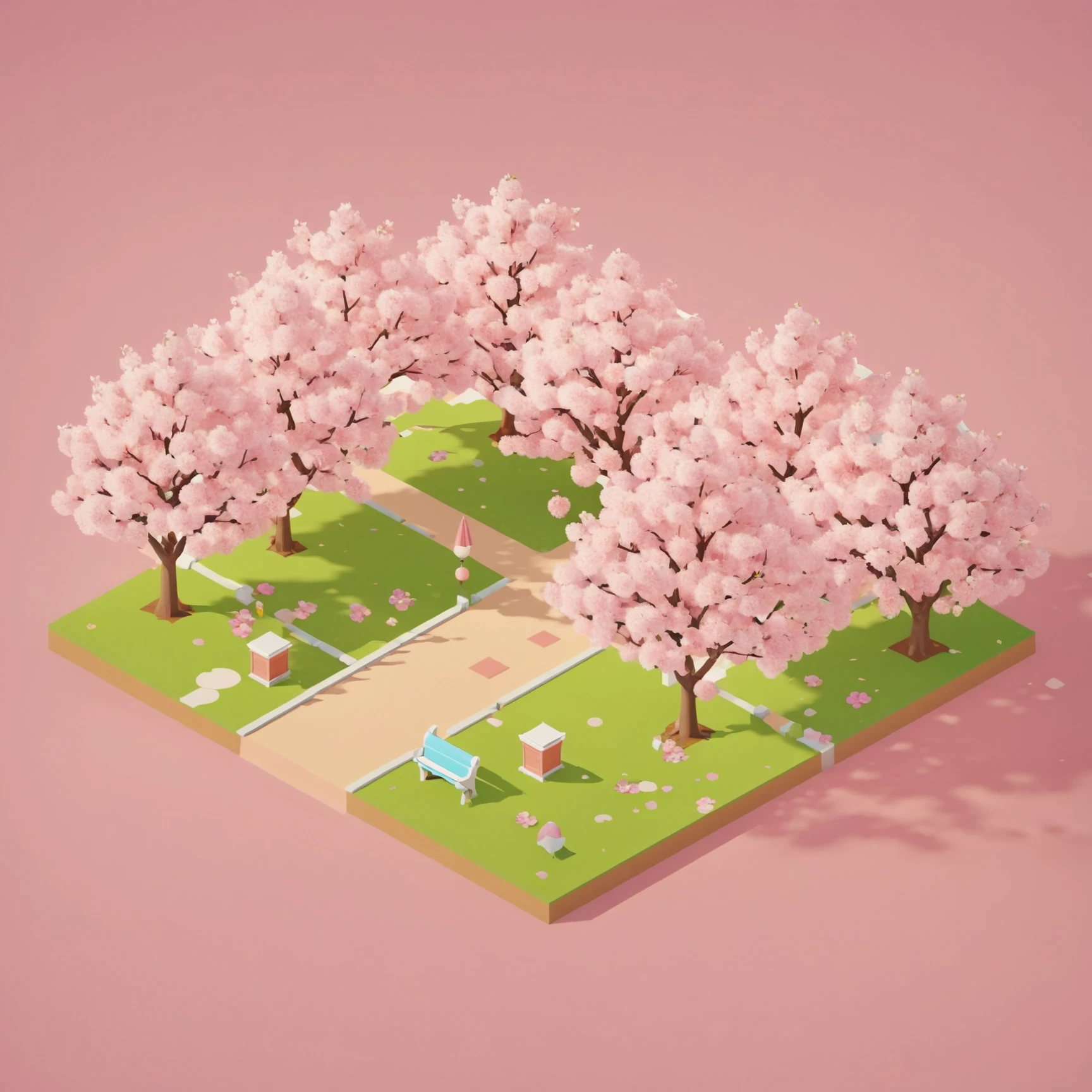 isty05 style. isometric <lora:isometric_isty05_style:1>
cartoon
Cherry blossom park and spring day, Peach background,
detailed, professional, slick, 3d, unreal engine, render, ray tracing,
high quality, masterpiece, highres,