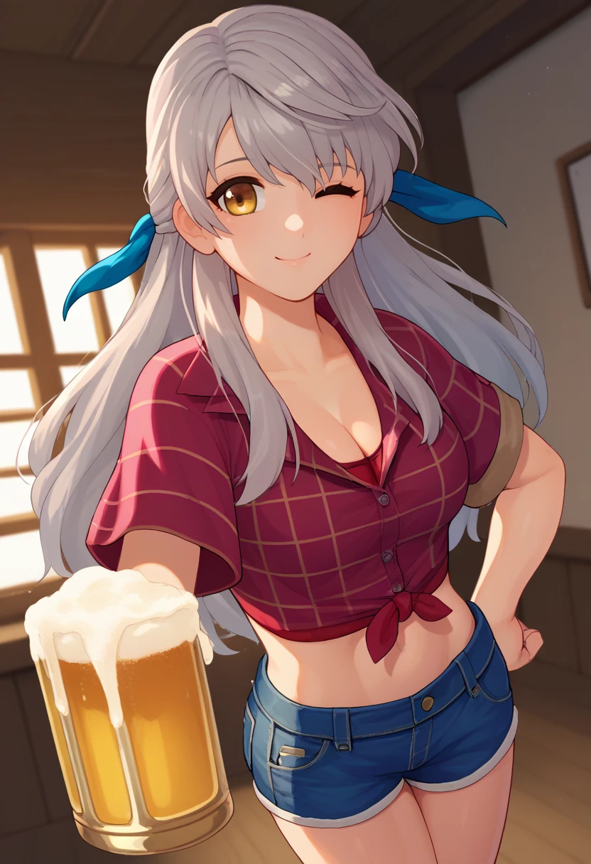 ((topless)), flat chest, barbara_genshin, nsfw, hair braid, white leggings, masterpiece, 1 girl, erect nipples, intricately detailed, erect nipples, pubs, table, crowd, navel, bare shoulders, necklace, beer, tavern, inn, pub, crowd, platinum blonde hair, twintails, embarassed, smiling, extremely detailed, photorealistic, octane render, 8 k, unreal engine, bare breasts, nipples, blue eyes, carrying beer tray, bare stomach, sweaty, people on background, oktoberfest, smiling, moist breath, child, arm strap, small breasts, braid, short hair, hair flower, blush, bare shoulders, white_headwear, hair_ornament, twin drills, white pantyhose, open mouth, peace sign, winking, bare arms, bare elbows, sleeveless, waist pouch, wet