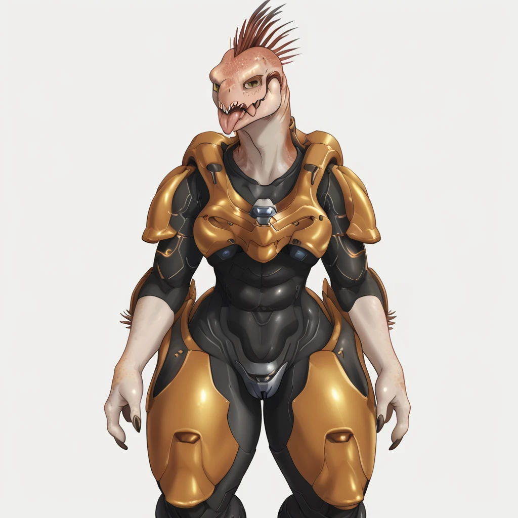 freckles, tongue, thick thighs, alien, solo, full view <lora:halo jackals_epoch_10:1>armor <lora:Artist_-_Nezumin_Full:0.8>