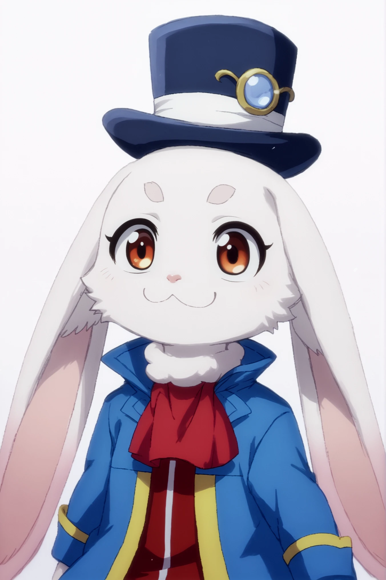 <lora:Emul:0.8> rating_all, score_10, score_8_up, score_7_up, rabbit, top hat, upper body, white background, <lora:sdxl_lightning_4step_lora:1>,