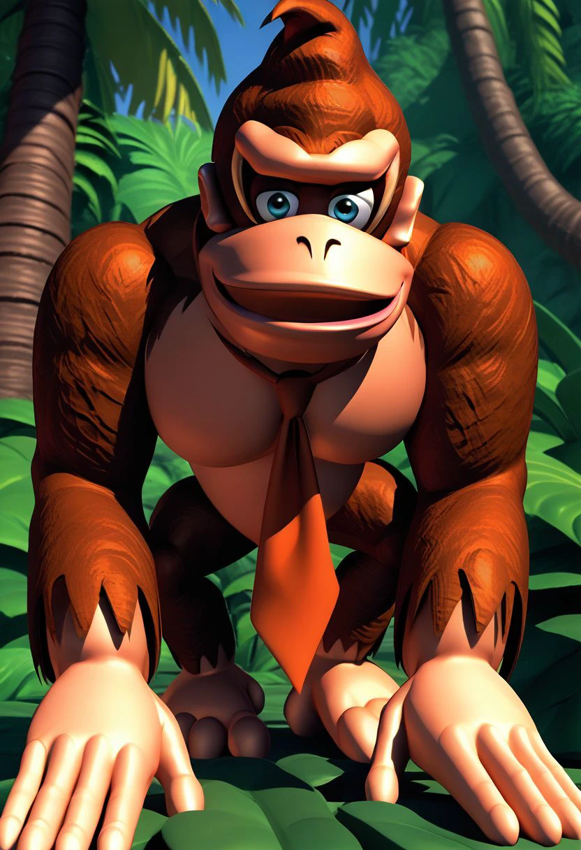 solo, jungle, bananas, tree house, dkong, red necktie, gorilla, furry, no humans, brown fur, donkey kong, best anatomy, best quality, (by null-ghost,by darkgem,by pino daeni,by zoroj, by redrusker), (furry art, soft shading:1.1), bara, (broad shoulders, narrow waist:1.05), 5 fingers, ,standing in a bedroom, masterpiece, Ultra highest quality, unreal engine, trending on ArtStation, Intricate, Ultra heavy High Detail, dramatic, realism, erection, thick cock, realistic, sitting, muscle, furry, day, looking_at_viewer, Ultra heavy detailed eyes, Ultra heavy detailed body, Ultra detailed heavy face, Ultra heavy detailed cock, Ultra heavy detailed balls, expressive, masculine, 