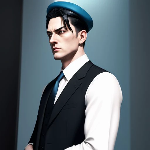 ng_deepnegative_v1_75t, easynegative, negative_hand, The Thin Man (Little Nightmares), Little Nightmares (Video Game), Tall Man , Wears a black suit and a white shirt underneath it, Has a hat, Long body, Reality bending powers, pale blue skin, black hair