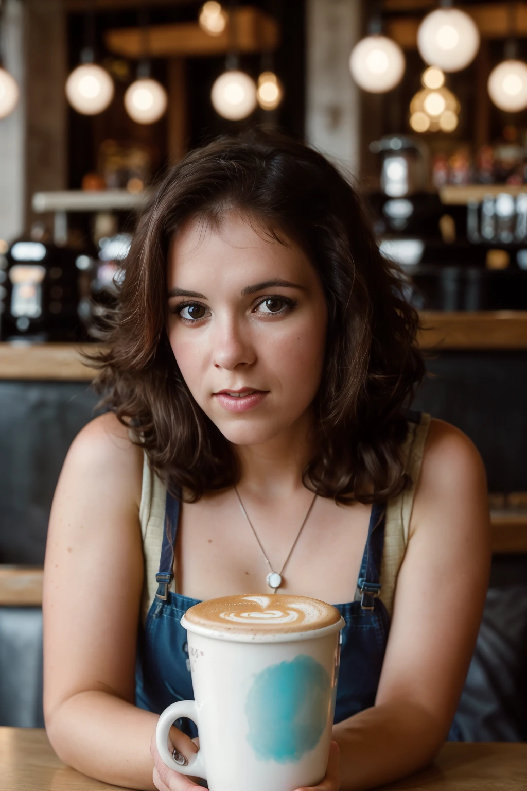 <lora:ChrissieBeauchamp:0.8>, full color portrait of a young woman, having coffee at a vintage cafe, natural light, RAW photo, subject, 8k uhd, dslr, soft lighting, high quality, film grain, Fujifilm XT3, Nikon D850