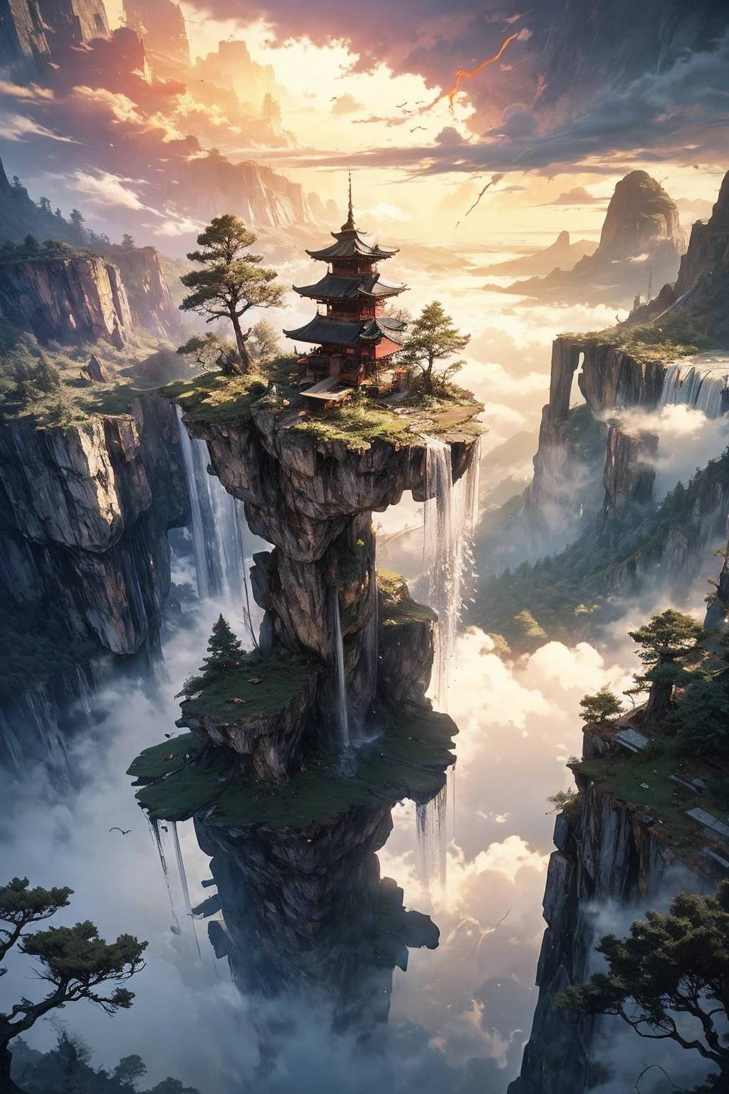 moshan,landscape\(nature,pine tree,forest,(east asian architecture,waterfall):1.5,foggy road section,cliffs,dangerous peaks,clouds,pavilions,birds\),
masterpiece,best quality,unreal engine 5 rendering,movie light,movie lens,movie special effects,detailed details,HDR,UHD,8K,CG wallpaper,