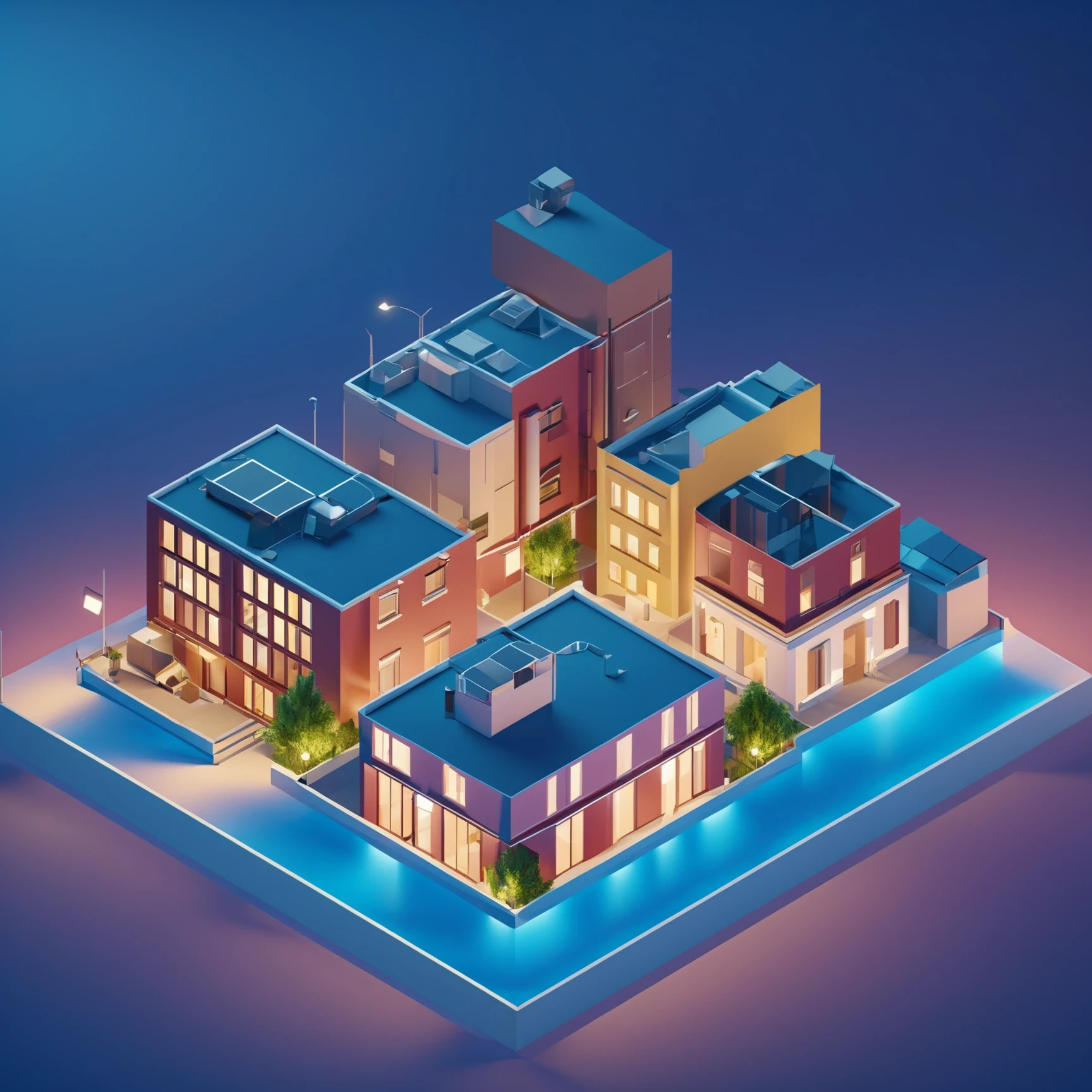 isty05 style. isometric <lora:isometric_isty05_style:1>
illustration
Rooftop city view and twilight ambiance, Maroon background,
detailed, professional, slick, 3d, unreal engine, render, ray tracing,
high quality, masterpiece, highres,