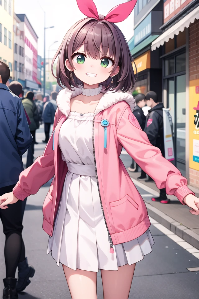 <lora:talkmouth_I_type1_v200:1>
insanely detailed, absurdres, ultra-highres, ultra-detailed, best quality,
1girl, solo, nice hands, perfect hands
BREAK
(pink and white theme:1.4), (Wearing a (long sleeve pink coat with fur color) over a white high neck blouse:1.4), (fur cuffs:1.3), (double pillar button:1.3), (pocketless:1.4), (plain ivory-white pantyhose:1.4), (pink heeled boots with lace-up:1.2)
    BREAK
    (wine-red pleated skirt:1.3)
    BREAK
    (naked skin:-1), (See-through:-1), (pocket:-1), (black pantyhose:-1), (wine:-1), (red coat:-1), (white coat:-1), (red tops:-1), (white skirt:-1), (pink skirt:-1), (black skirt:-1), (text on clothes:-1), ((mark, logo, pattern) on pantyhose:-1), (tone pantyhose:-1), (bare shoulders:-1)
BREAK
(nsfw:-1.5)
BREAK
smile, open mouth
BREAK
,
standing, cowboy shot, looking at viewer
BREAK
slender, kawaii, perfect symmetrical face, ultra cute girl, ultra cute face, ultra detailed eyes, ultra detailed hair, ultra cute, ultra beautiful
BREAK
in street, cityscape in harajuku, depth of field, ultra detailed background
BREAK
large breasts
BREAK
orange hair, green eyes, spiked hair,