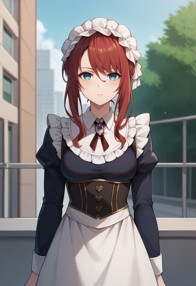 score_9,score_8_up,score_7_up,score_6_up,score_5_up,score_4_up,
1girl, ilia coral, long hair, breasts, maid, mob cap, maid apron, long sleeves, brooch, corset,
solo, cowboy shot, outdoors, city, looking at viewer,
<lora:iliaponyxl-10:1>