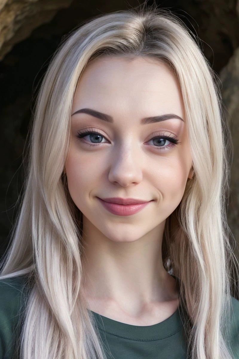 closeup headshot of S430_CeceliaTaylor,a beautiful woman,in a (cave:1.1),wearing a (dirty-tshirt:1.1),(4k, RAW photo, best quality, 50mm, depth of field, ultra high res:1.1),(intricate, photorealistic, cinematic-shot, masterpiece, ultra-detailed:1.1),