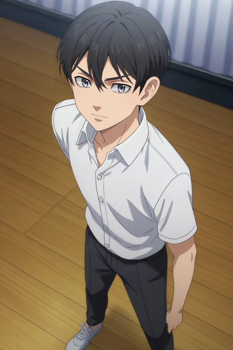 score_9, score_8_up, score_7_up, source_anime, rating_safe, intricate details, anime screencap, anime coloring, official style, , , 1boy, solo, male focus, <lora:naoto_tachibana_pony:0.9>, naoto_tachibana, black hair, grey eyes, short hair, hair between eyes, from above, concert, dusk, knees together feet apart, :\3, , <lora:sdxl_lightning_8step_lora:1>