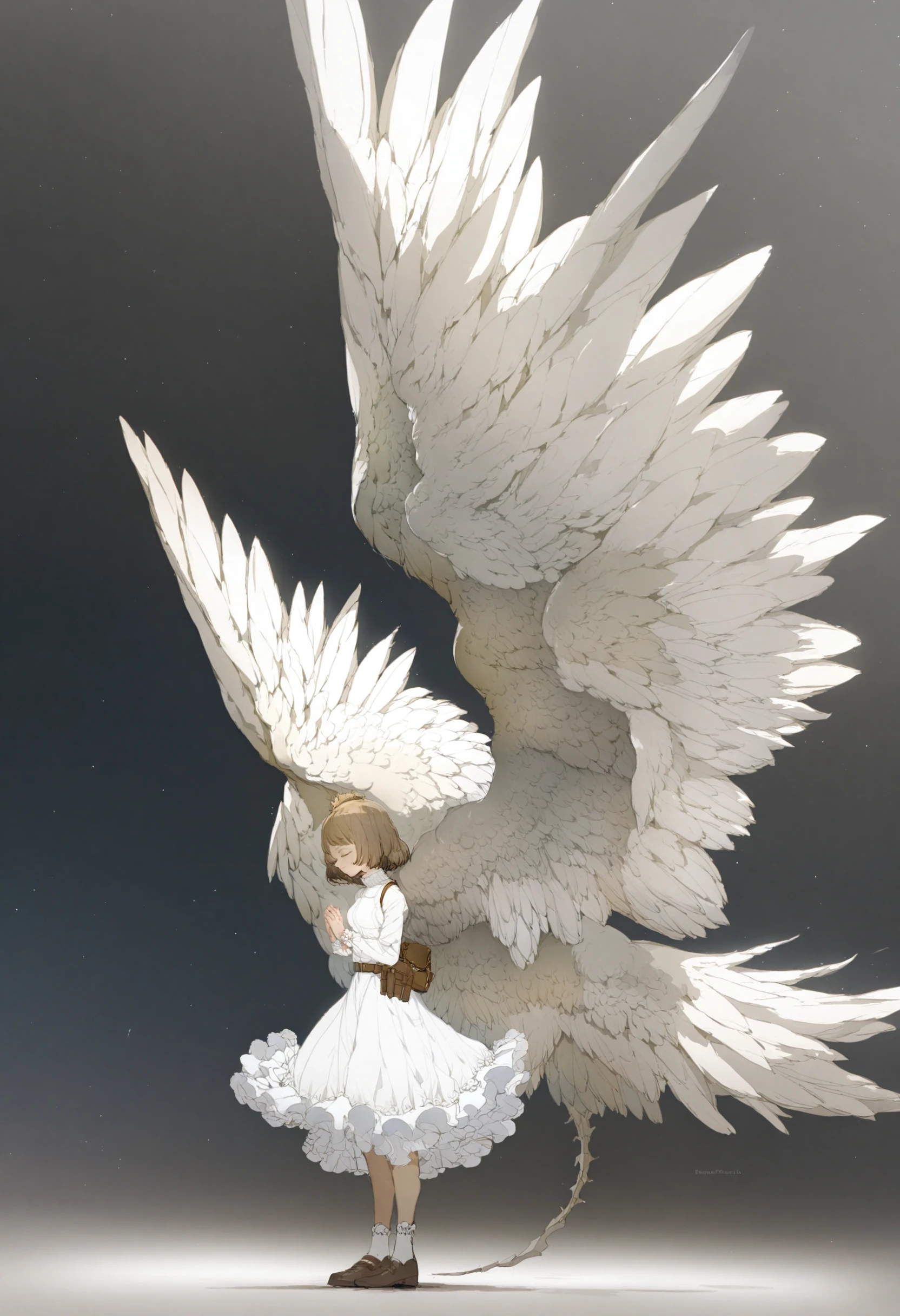 Girl flying, on the back of an owl