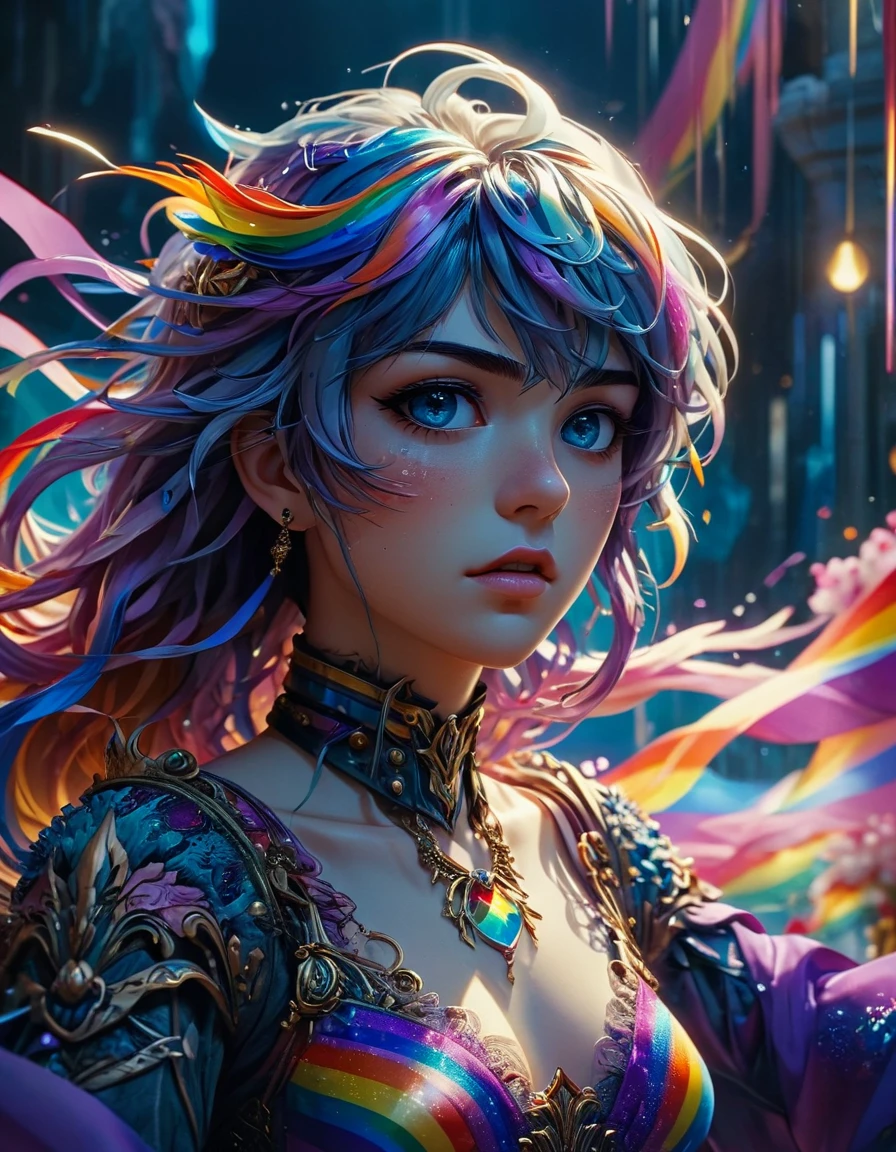 ral-animepride, Serious, <lora:ral-animepride-sdxl:0.7>, intricate detail, surreal, modified, cinematic atmosphere, striking, cool colors, luxury, flowing