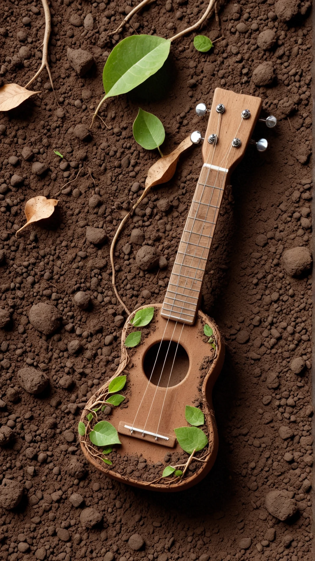 <lora:ElementEarthSDXL:1>ElementEarth Ukulele, nature, dirt, (earth:0.4), (leaves:0.7)