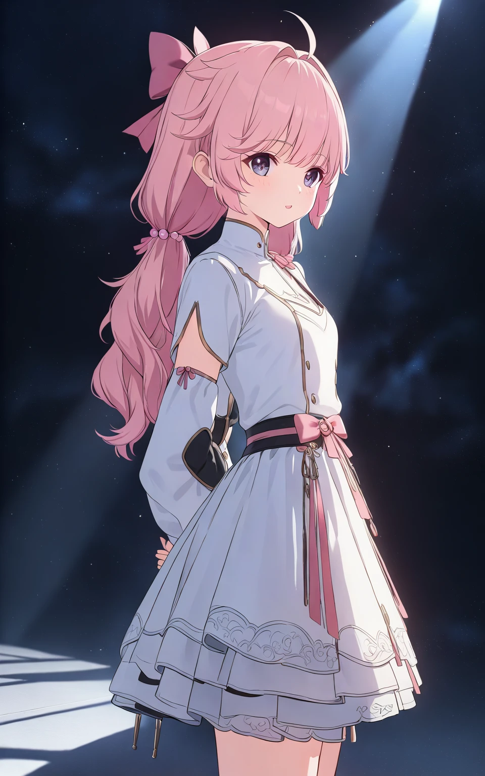 <lora:encore:1>
small girl, correct anatomy, beautiful body, cute, pink hair, dress, many details, super detailed, atmospheric lighting, high quality, HD, realism