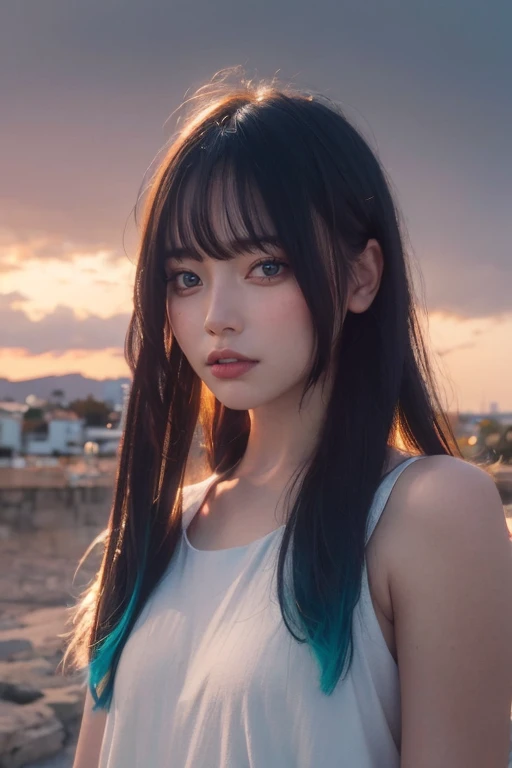 masterpiece,highres,best quality,black hair,(long hair:1.2),dark theme,soothing tones,muted colors,high contrast,(natural skin texture, hyperrealism, soft light, sharp),exposure blend,medium shot,bokeh,(hdr:1.4),high contrast,(cinematic, teal and orange:0.85),(muted colors, dim colors, soothing tones:1.3),low saturation,(hyperdetailed:1.2),<lora:mumeix:0.8>,