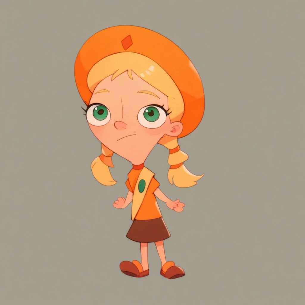 score_8, score_9, solo, katie, blonde hair, hat, twintails, green eyes, skirt