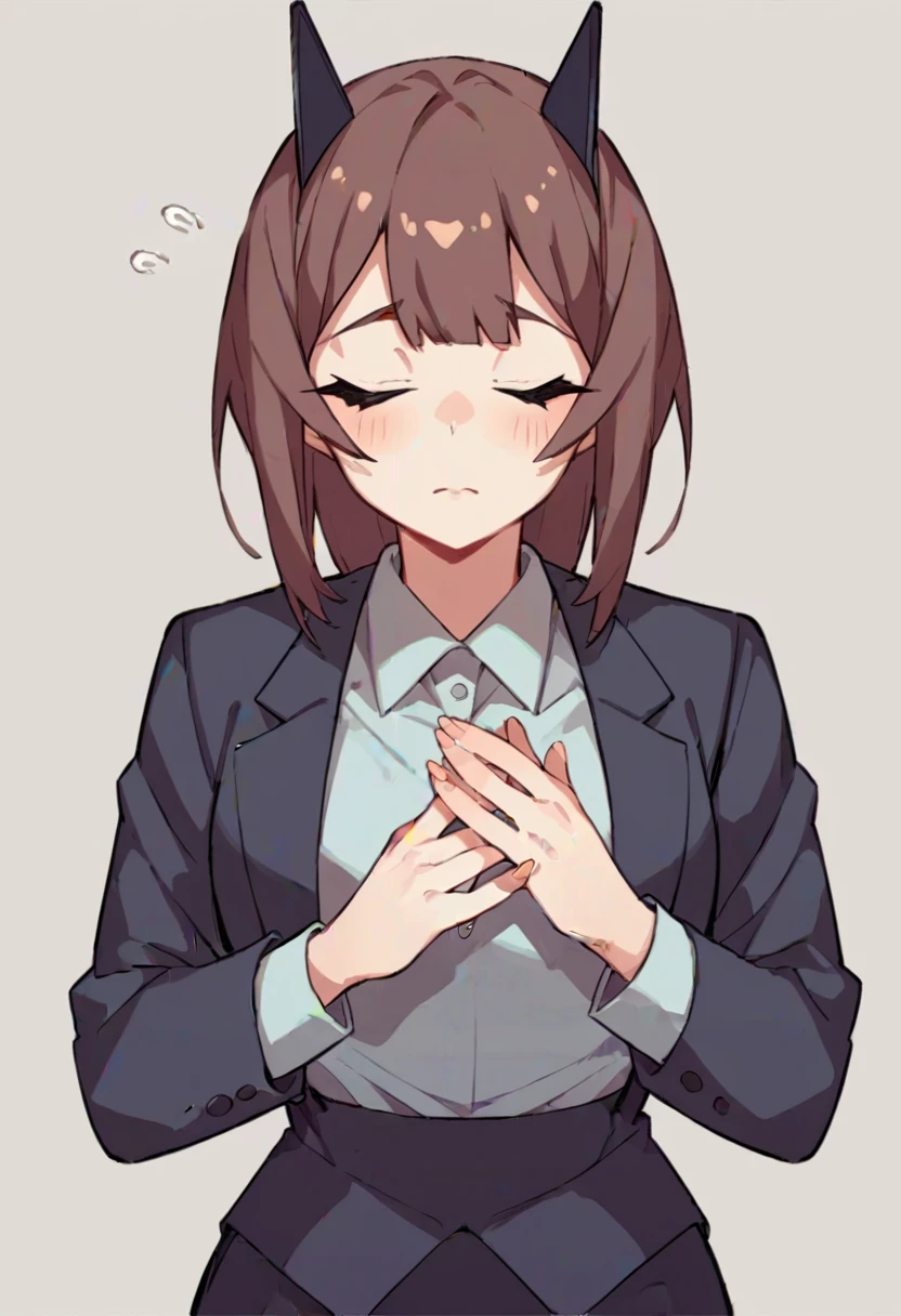 score_9, score_8_up, score_7_up, score_6_up, rating_explicit, source_anime, <lora:manager-04:1>, manager(djmax), 1girl, horns, brown hair, closed eyes, business suit,