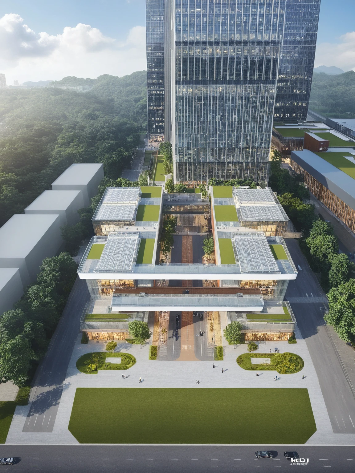 professional 3d model <lora:JJsIndustrialPark_XL:1>, masterpiece , best quality, realistic, ((Industrial Park)), scenery, outdoors, sidewalk,building, lawn, sky, real world location, day, , city, building, canopy, soft lighting, door, bridge, cloud, window, glass, straight line,golden ratio, Center Composition, . octane render, highly detailed, volumetric, dramatic lighting