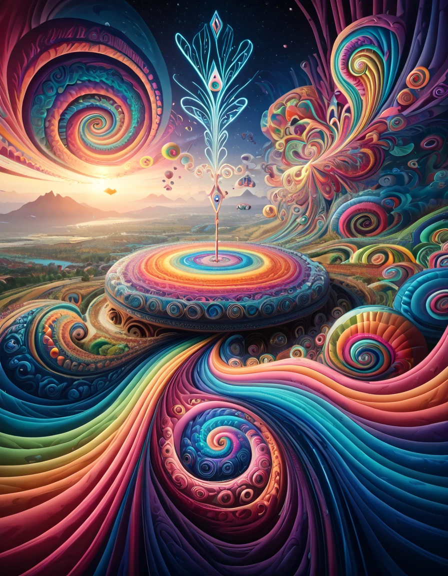 Masterpiece score_9, score_8_up, score_7_up, psychedelicv2lora, trippy, colorful, biblically accurate angel, scenery, landscape . Exquisite detail, flawless composition, high-resolution, stunning quality