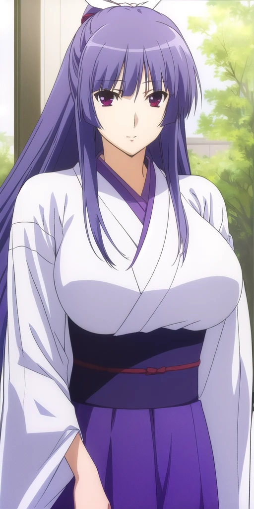 <lora:MiyaV3:0.7> asama_miya, huge_breasts, standing, solo, white_hair hair_ribbon, kimono, masterpiece, best_quality, detailed_face, detailed_eyes, highres, beautiful, detailed, absurdres,