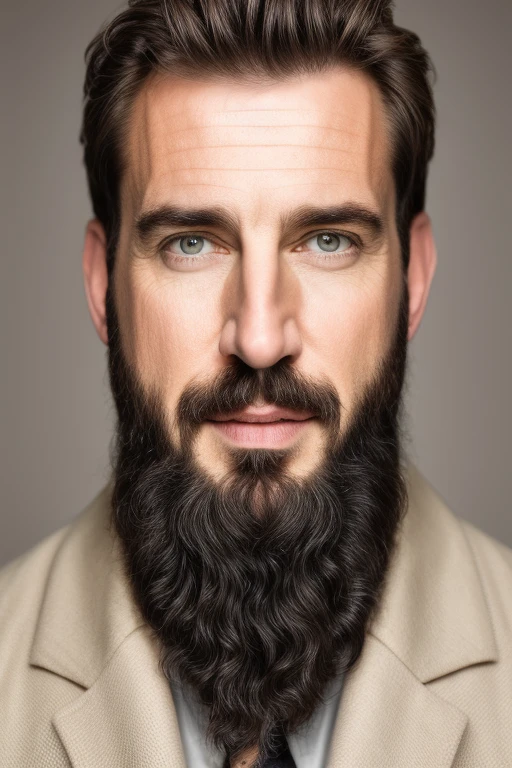 1man,solo,Focus on intricate details,realistic textures,highly defined facial features,lifelike anatomy,high-resolution,<lora:detailer1.5-000010:1>,beard,upper body,