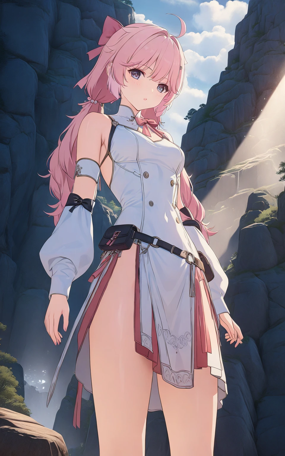 <lora:encore:1>
full length, correct anatomy, beautiful body,  cute, pink hair, many details, super detailed, atmospheric lighting, high quality, HD, realism