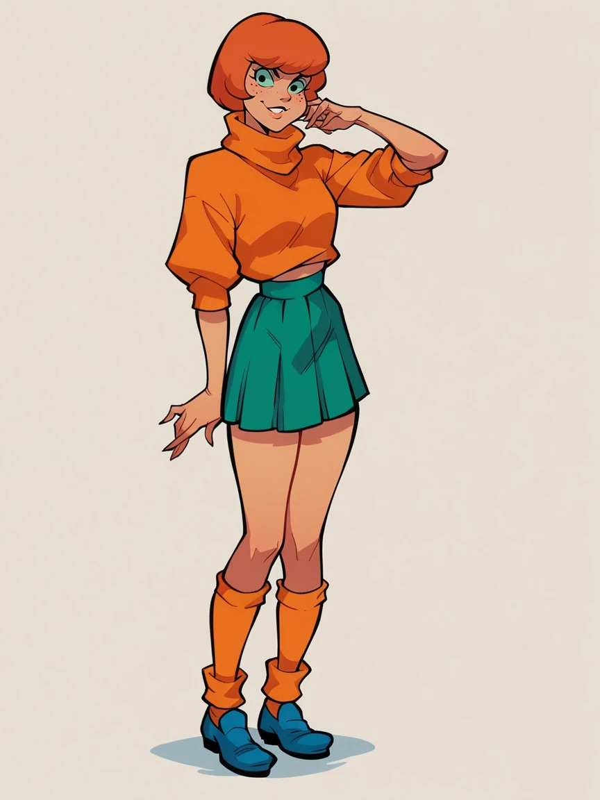 score_9, score_8_up, score_7_up, score_6_up, <lora:sc00byXLP:1> sc00by, 1girl, flat color, scooby-doo,