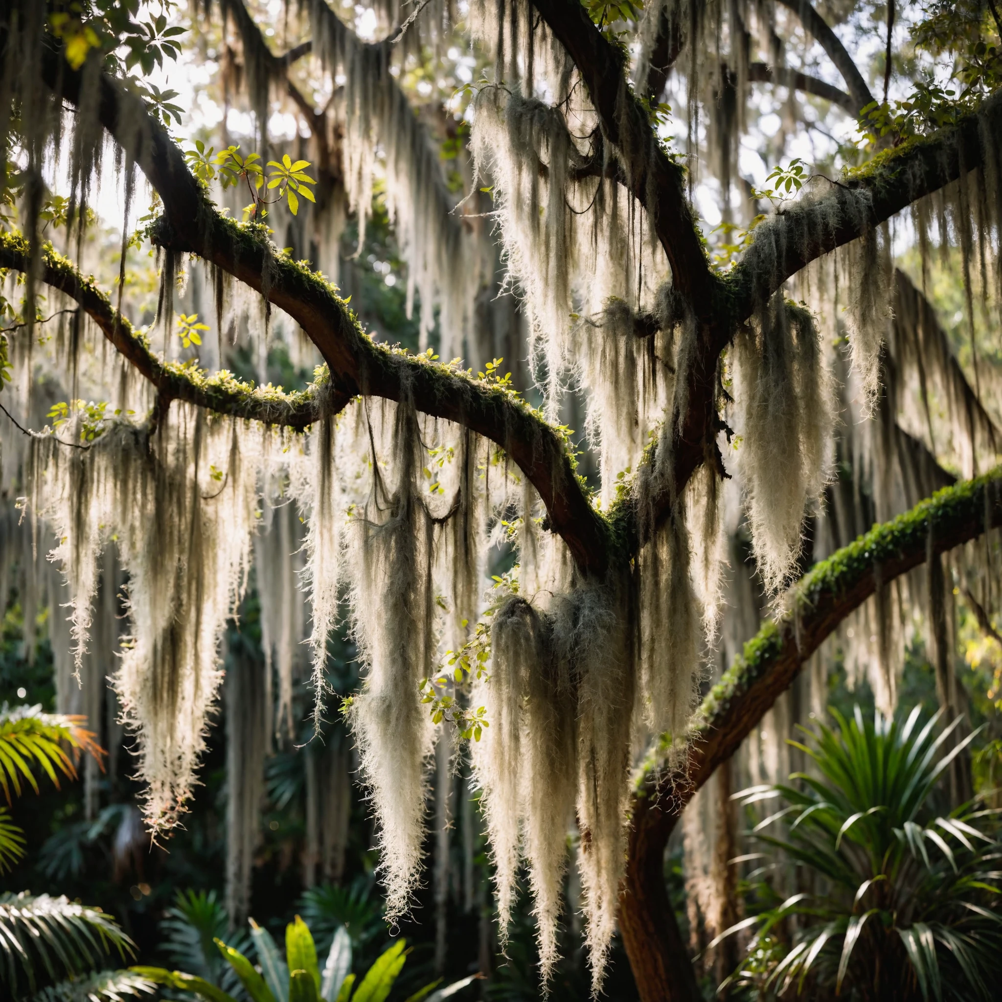 cinematic photo closeup of spanish moss, tree branches, <lora:spanish_moss:0.4>, spanish moss . 35mm photograph, film, bokeh, professional, 4k, highly detailed