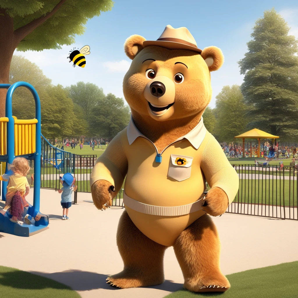 Buzzy the Bear at the Park