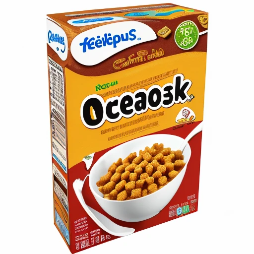 cereal box, food, food focus, english text, no humans, brown box, bowl, simple background <lora:Cereal_Box:1>