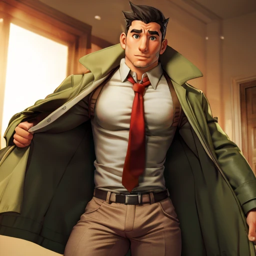 <lora:Dick_Gumshoe:1> photorealistic, white shirt, beige pants