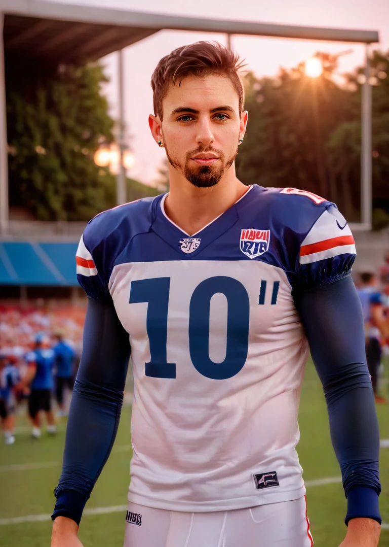 (masterpiece), (best quality), (ultra-detailed), detailed face of jakebigpeenorion, long spandex sleeves, illustration, disheveled hair, detailed eyes, perfect composition, moist skin, intricate details, earrings, by wlop, jakebigpeenorion, football jersey, football field, dynamic pose . shallow depth of field, vignette, highly detailed, high budget, bokeh, cinemascope, moody, epic, gorgeous, film grain, grainy, detailed face of jakebigpeenorion, long spandex sleeves, gorgeous, amazing, flowing, very intricate, cinematic, stunning, highly detailed, surreal, sharp focus, beautiful light, dynamic composition, appealing, rich deep colors, classic, romantic, scientific background, artistic, color, ambient, illuminated, professional, best, cool, creative, positive