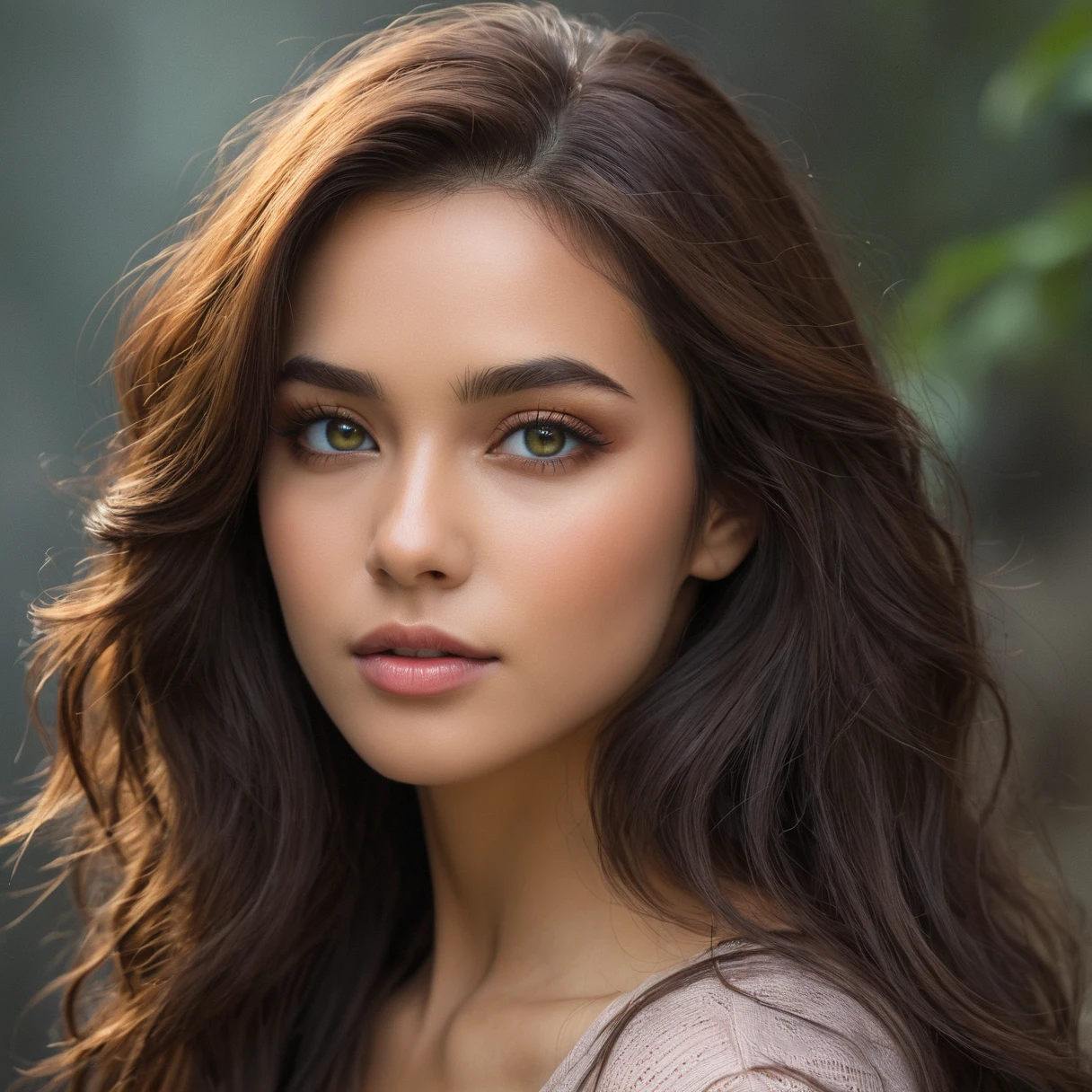 <lora:Perfect_Eyes.safetensors:1.0> , <lora:Midjourney_mimic:0.6> , Saffron eyes, type of East Asian Islander facial type women with long curl hair Medium Jungle Green, in Predominantly soft and light colors like pastel pinks, blues, and greens. outfit color Light Slate Gray, with elegance, Dragon's Eye Volcano, artwork, artstation, <lora:Stefan_Gesell_style_m.safetensors:0.7>, 5GPstyle,
