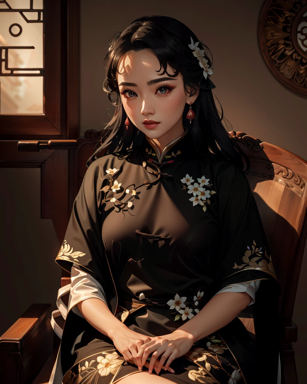 best quality,masterpiece,highly detailed,ultra-detailed, 
 <lora:neg9V2_last:0.7> 
 <lora:OldShanghaiBeauty:1>1girl,  old-shanghaibeauty, portrait, , sitting, solo, chine