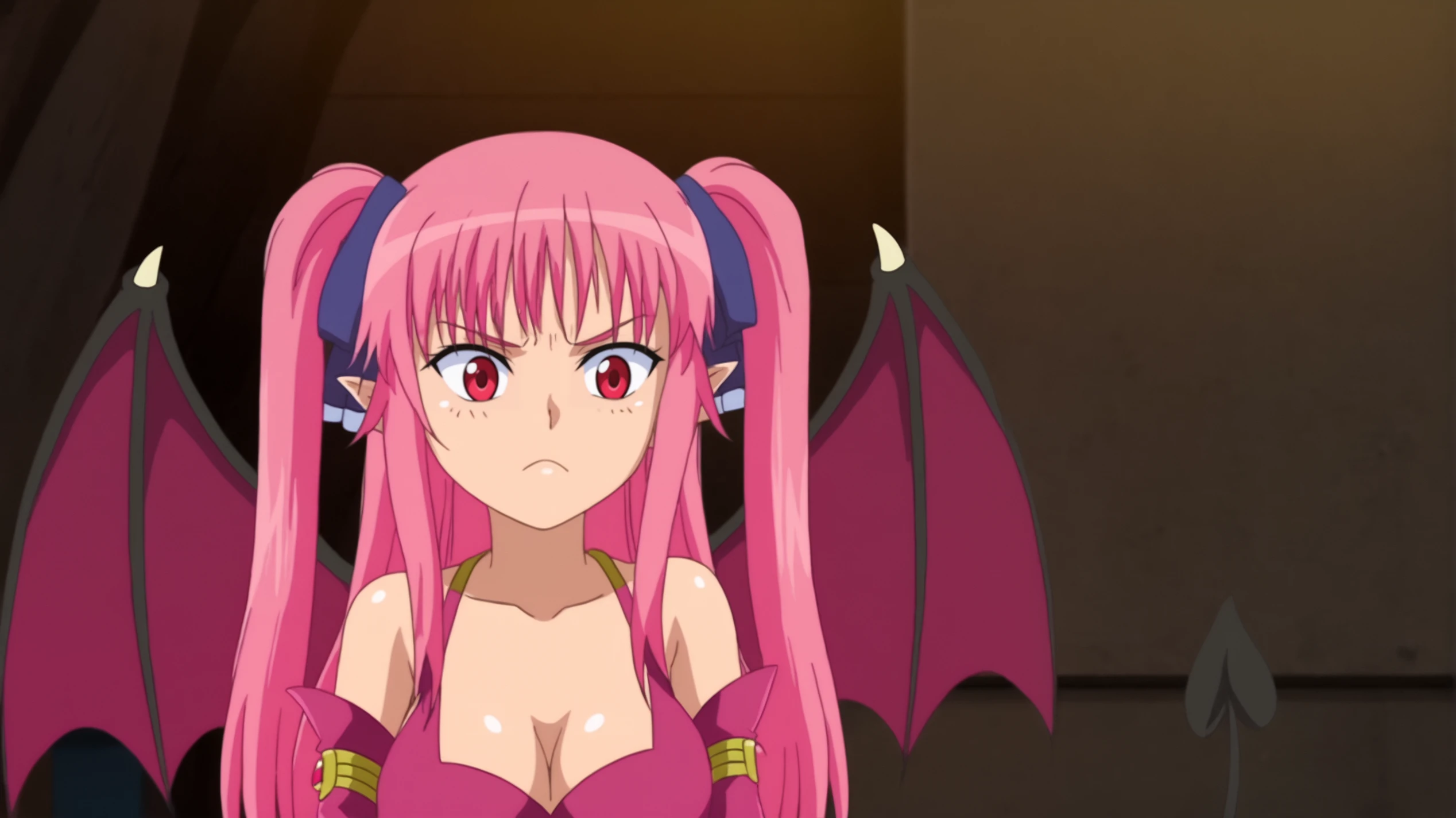 ❤️, rating_safe, anime screencap, flat colors, flat shadows, serena ijuin, demon girl, demon wings, demon tail <lora:vampire-all_characters-PDXL:0.8>  <lora:sdxl_lightning_4step_lora:1>