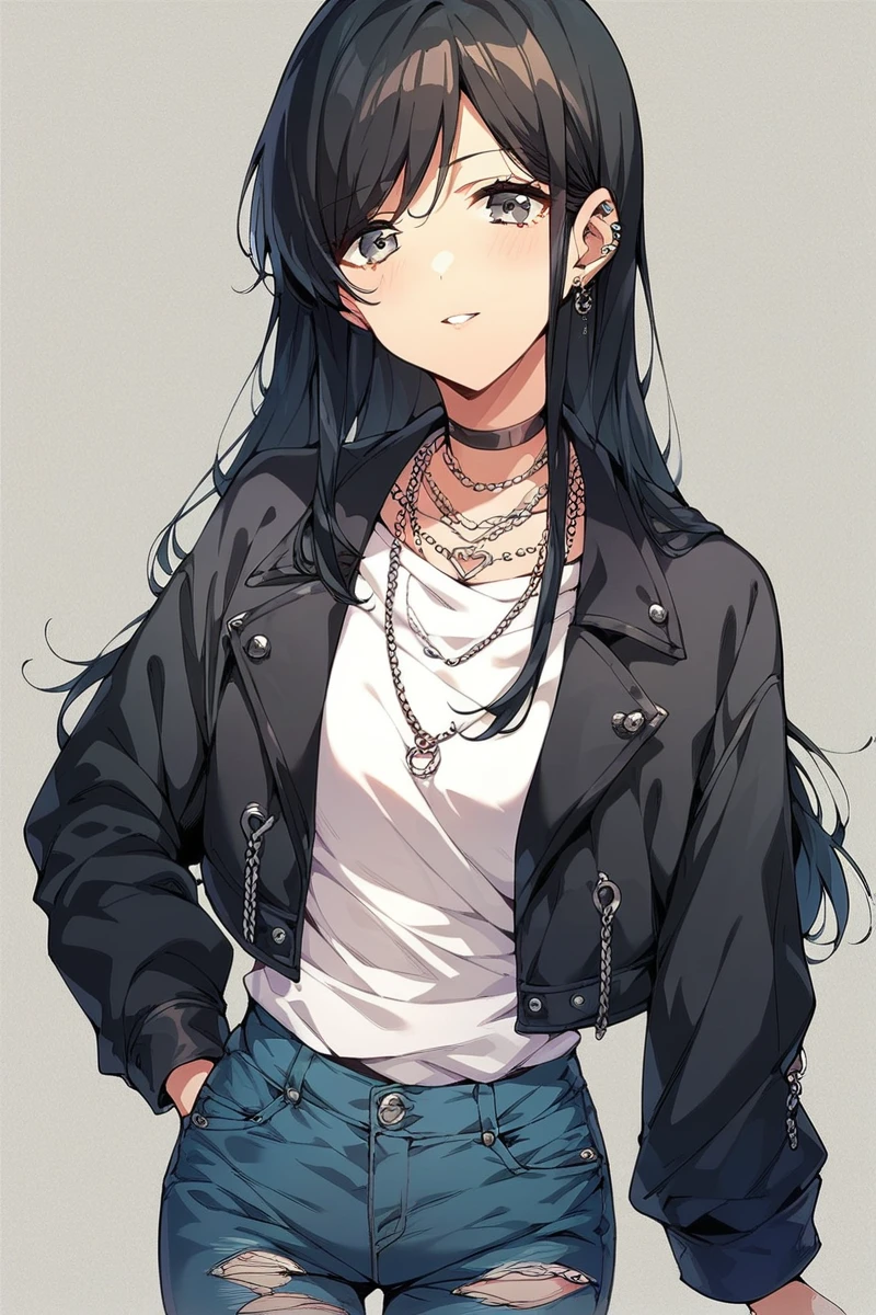 score_9, score_8_up, score_7_up, score_6_up, 1girl,
<lora:Aoyagi_Tsubaki:0.9> tsubaki, black hair, long hair, necklace, open black jacket, torn jeans, long white shirt, looking at viewer, thoughtful face,