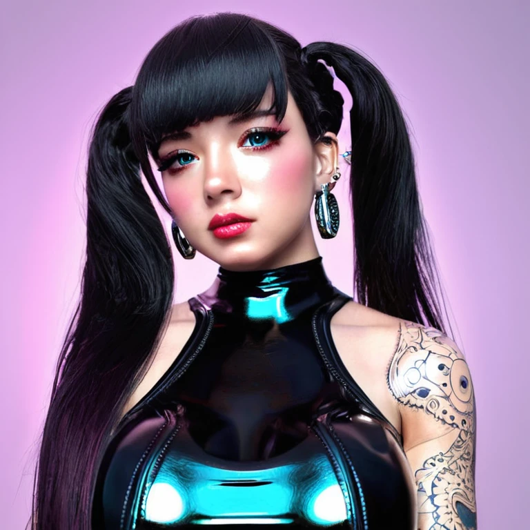 best quality, very aesthetic, ultra detailed), intricate details, 4k, stunningly beautiful, tattoo
masterpiece, clothed, upper body, large breasts, best quality, straight view
hanac4pony, 1girl, tattoo, looking at viewer, breasts, jewelry, earrings, black hair, twintail hair, arm tattoo, solo, bodysuit,  upperbody
<lora:HANAC4PONY:1>