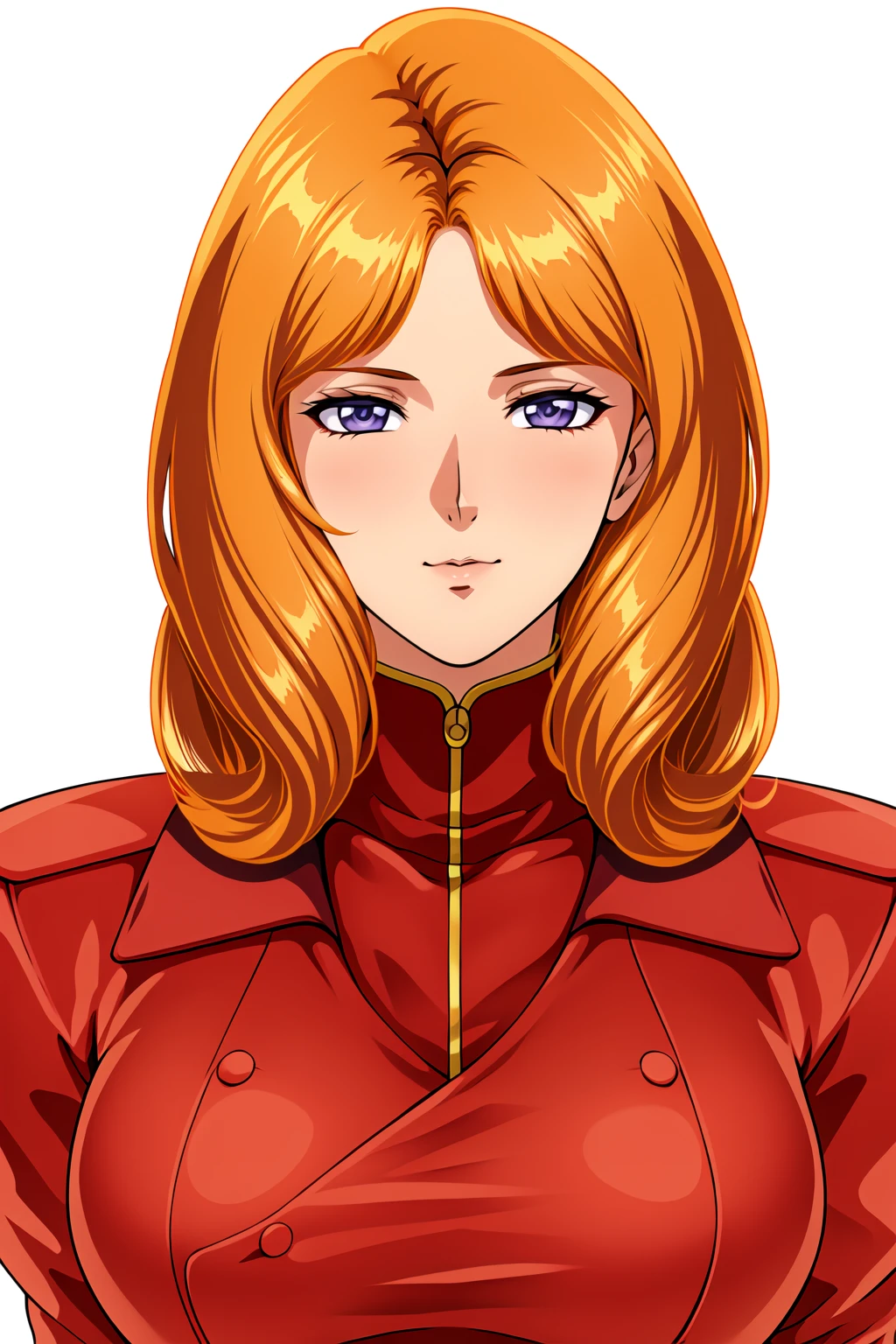 Simple White Background,
dynamic pose,standing at attention,
military uniform,long sleeves,red jacket, turtleneck,
<lora:Cecily_Fairchild_F91-KK77-V1:0.7>,
orange hair, purple eyes,Bangs, long hair,
<lora:more_details:0.1>,<lora:Oda_Non_Style-KK77-V2:0.3>,<lora:Sexy_AIart-KK77-V1:0.3>,
1 girl, 20yo,Young female,Beautiful long legs,Beautiful body,
Beautiful Nose,Beautiful character design, perfect eyes, perfect face,expressive eyes,perfect balance,
looking at viewer,(Focus on her face),closed mouth, (innocent_big_eyes:1.0),(Light_Smile:0.3),
official art,extremely detailed CG unity 8k wallpaper, perfect lighting,Colorful, Bright_Front_face_Lighting,White skin,
(masterpiece:1.0),(best_quality:1.0), ultra high res,4K,ultra-detailed,
photography, 8K, HDR, highres, absurdres:1.2, Kodak portra 400, film grain, blurry background, bokeh:1.2, lens flare, (vibrant_color:1.2),professional photograph,
(Beautiful,large_Breasts:1.4), (beautiful_face:1.5),(narrow_waist),