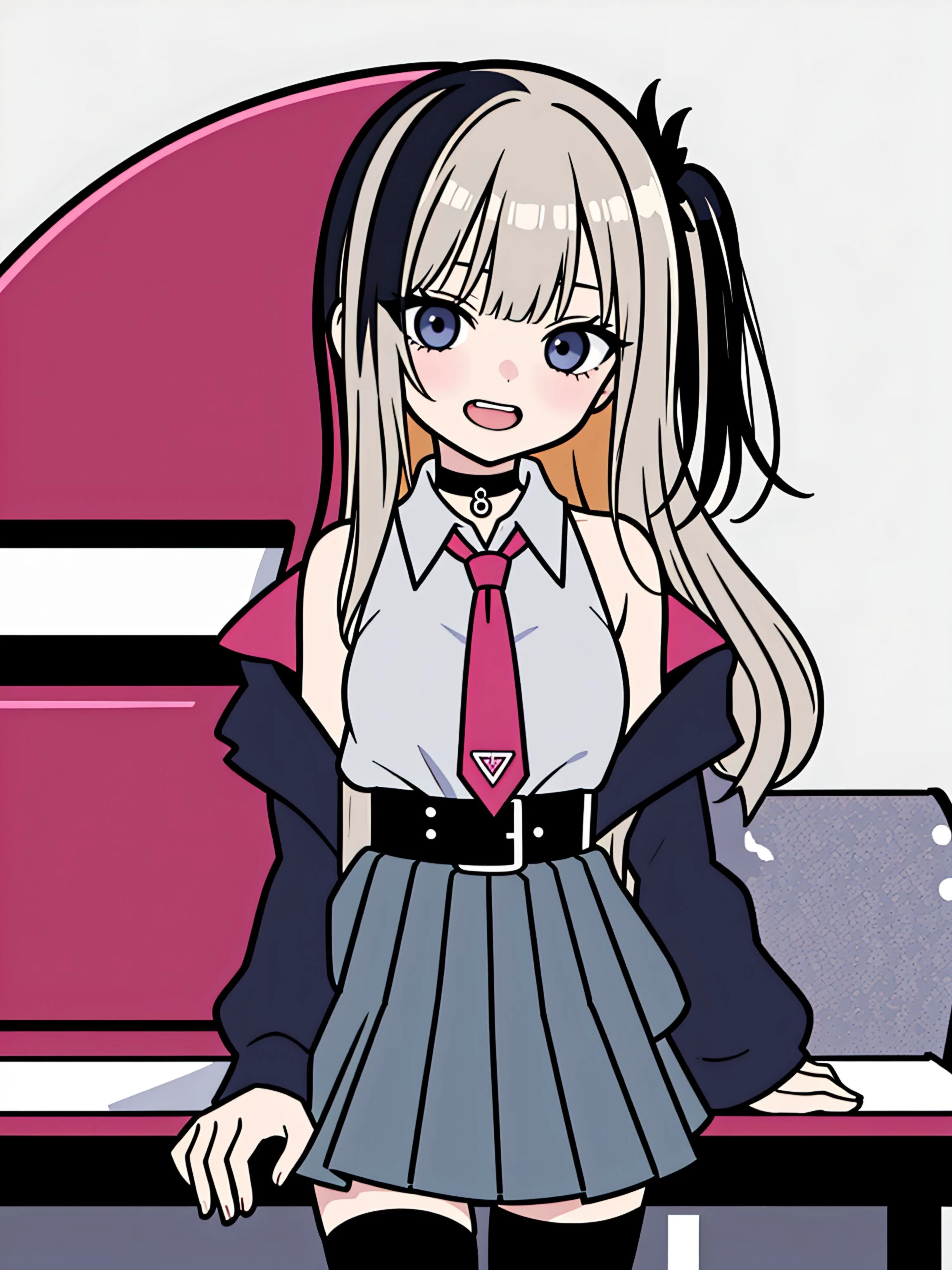 (masterpiece), (best quality), (ultra-detailed), very aesthetic, illustration,gyaru,
white_background,simple background,
solo_focus,solo,, 2girls, bare shoulders, belt, belt buckle, black belt, black choker, black gloves, black jacket, black pants, black sleeves, black thighhighs, blunt bangs, bodysuit, breasts, cardigan, choker, covered navel, demon girl, dress, detached sleeves, feathers, flat chest, gloves, green shirt, grey dress, grey gloves, groin, grey jacket, grin, halloween costume, jacket, large breasts, layered skirt, light smile, long sleeves, long skirt, midriff, monocle, multicolored nails, miniskirt, mouth hold, multicolored clothes, multicolored jacket, mug, necktie, off shoulder, off-shoulder jacket, ok sign, one side up, open mouth, outdoors, pants, pink bow, pleated skirt, profile, red dress, red necktie, shirt, shirt tucked in, sidelocks, sitting on bench, skirt, sleeveless, sleeveless shirt, smile, sparkle, standing, thighhighs, two-tone gloves, upper body, upskirt, undressing