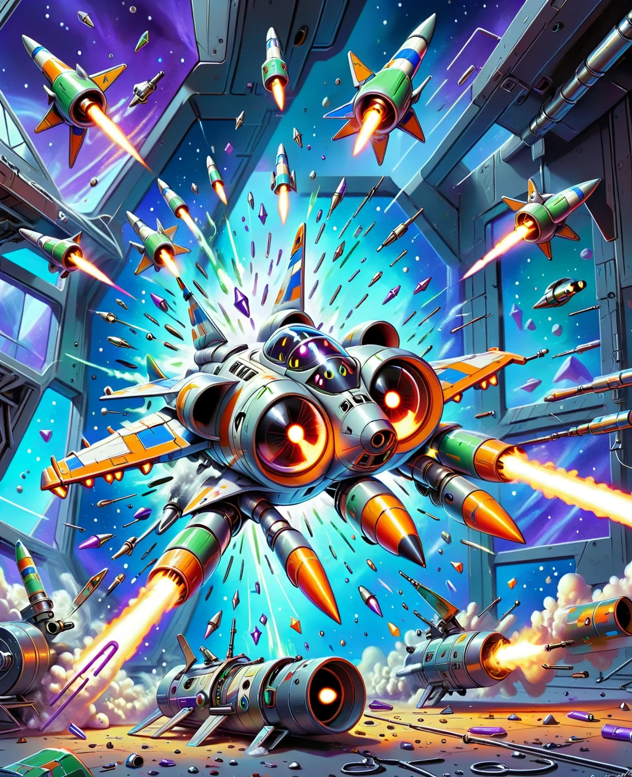 DonMC4745tr0ph1cXL scifi small triangular starfighter, chemical rockets, reinforced titanium, ultraviolet sensors,electrochromic windows,sensory antennas , <lora:DonMC4745tr0ph1cXL:1>